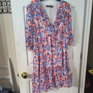 Ralph Lauren Vibrant Floral Midi Dress - Blue and Red